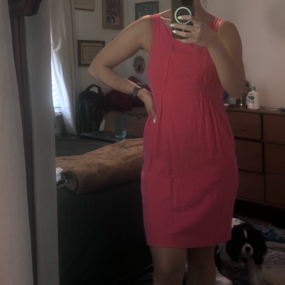 Pink Anth linen shift dress